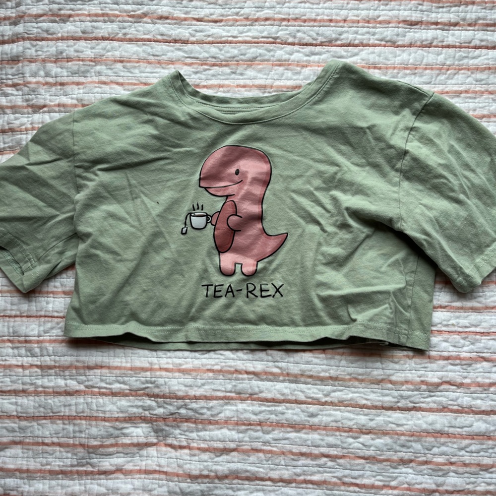 Shein cropped "tea" shirt (small)